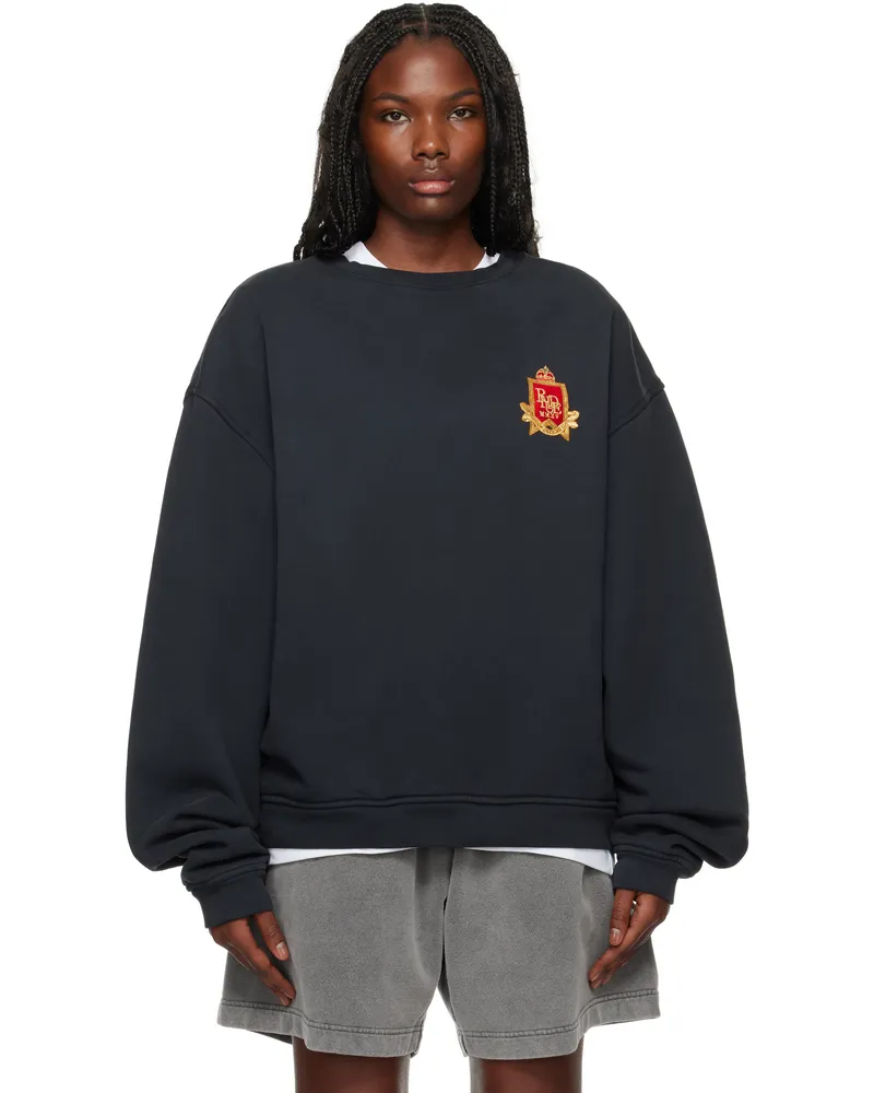 RHUDE Black 'Rhude' Crest Crewneck Sweatshirt 2306
