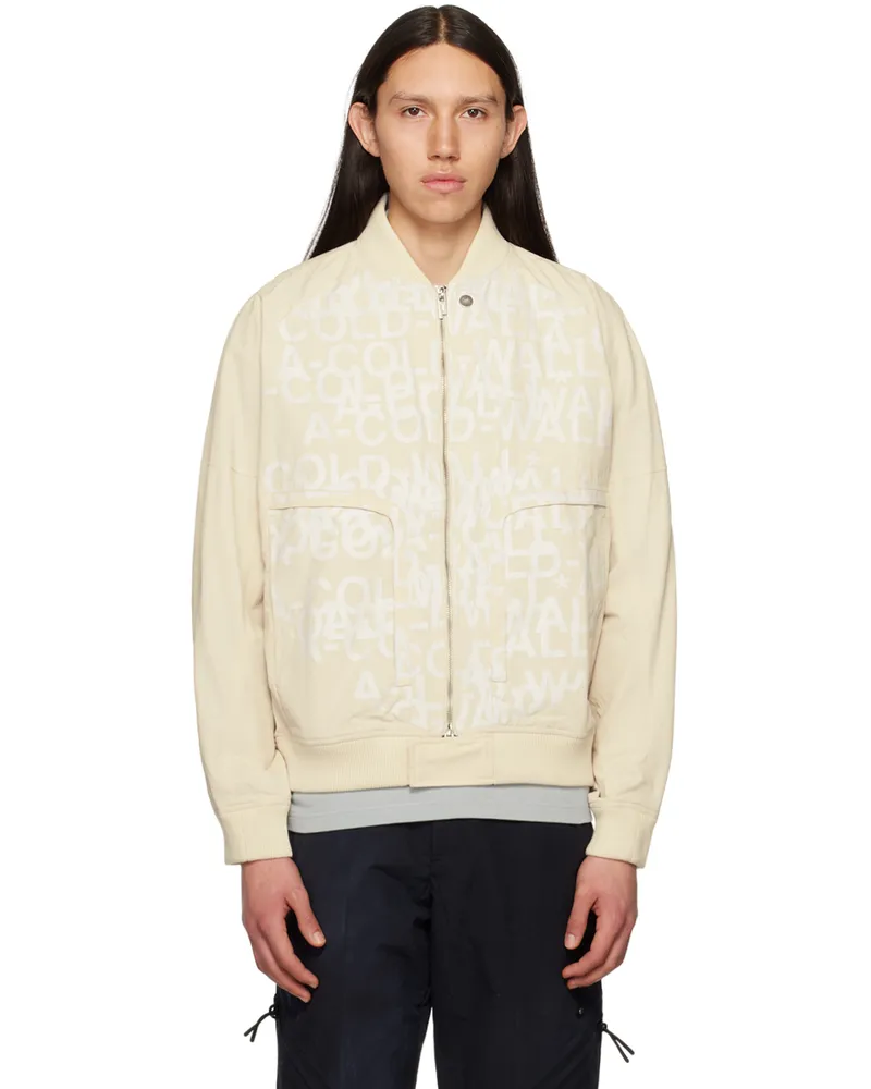 ACW* Beige Imprint Bomber Jacket Bone