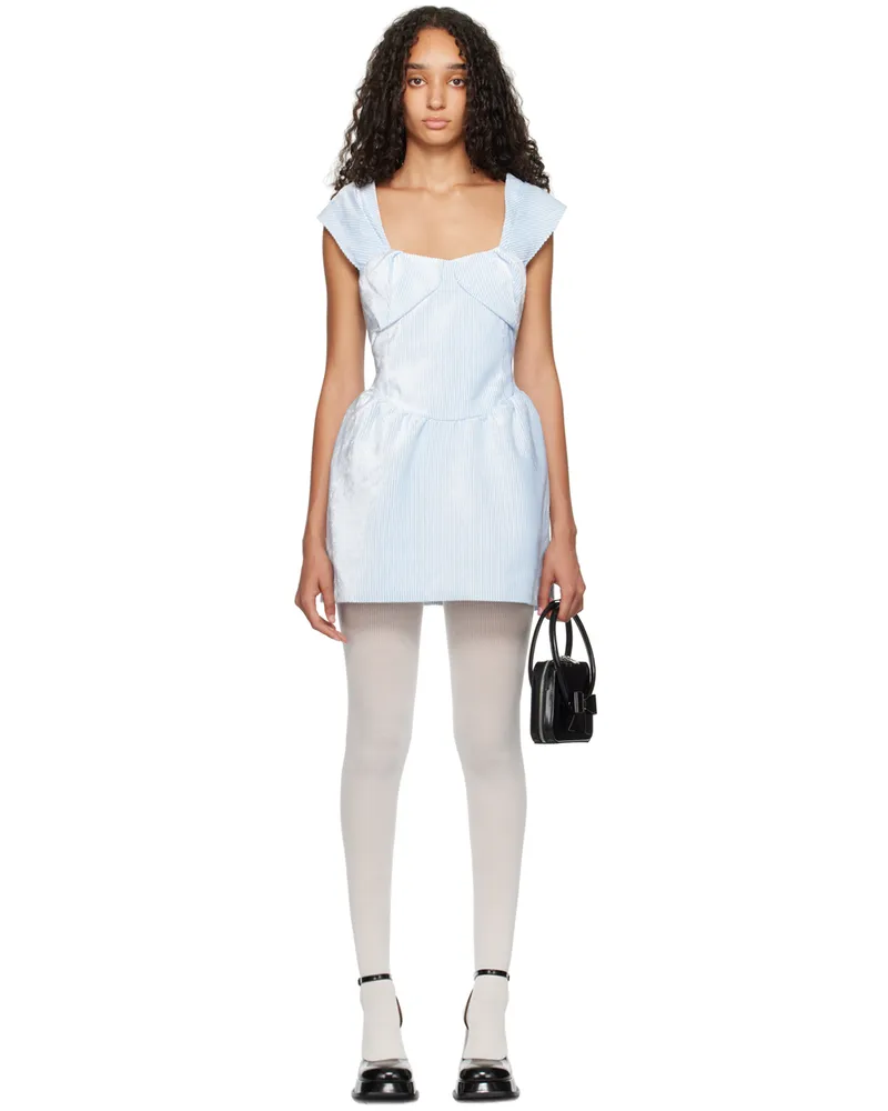 SHUSHU/TONG Blue Embellished Pleated Minidress Bg100