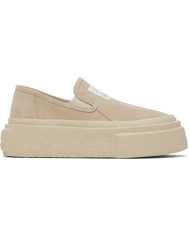 Maison Margiela Beige Suede Platform Slip-On Sneakers T2320