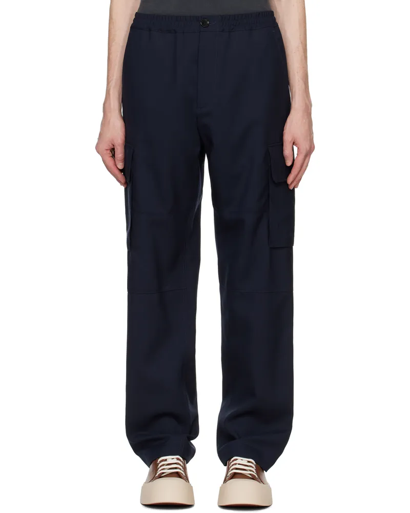 Marni Navy Virgin Wool Cargo Pants 00b99