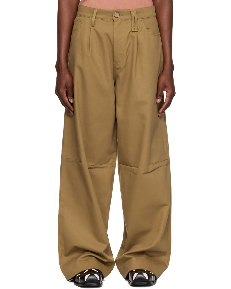 Simone Rocha Khaki Embellished Puddle Trousers Khaki
