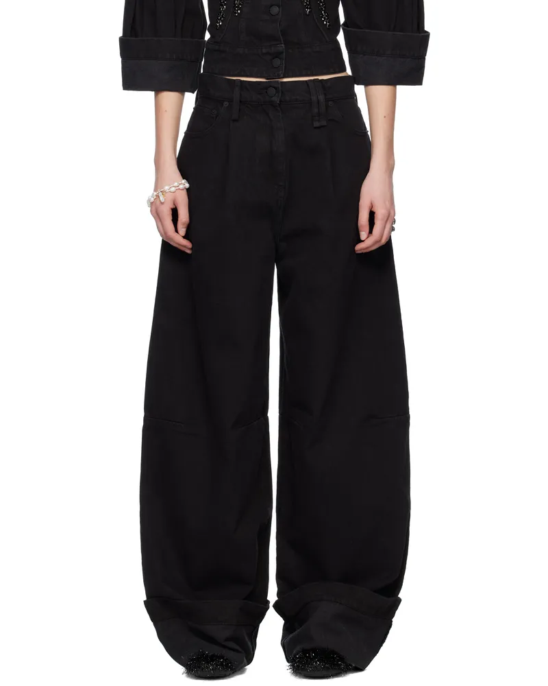 Simone Rocha Black Embellished Puddle Jeans Black