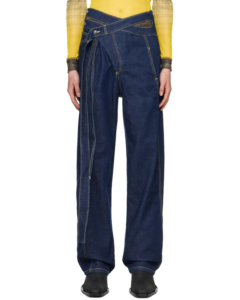 OTTOLINGER SSENSE Exclusive Blue Signature Wrap Jeans Deep