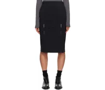 Navy Front-Slit Midi Skirt