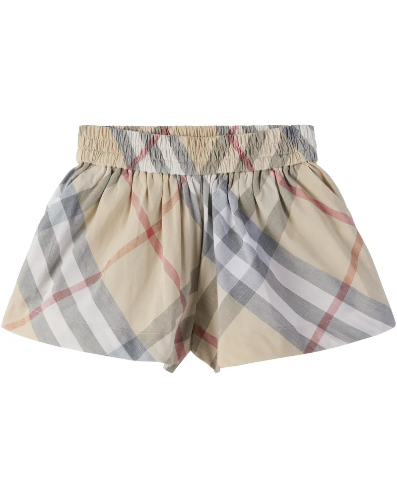 Burberry Baby Beige Check Cotton Shorts Pale