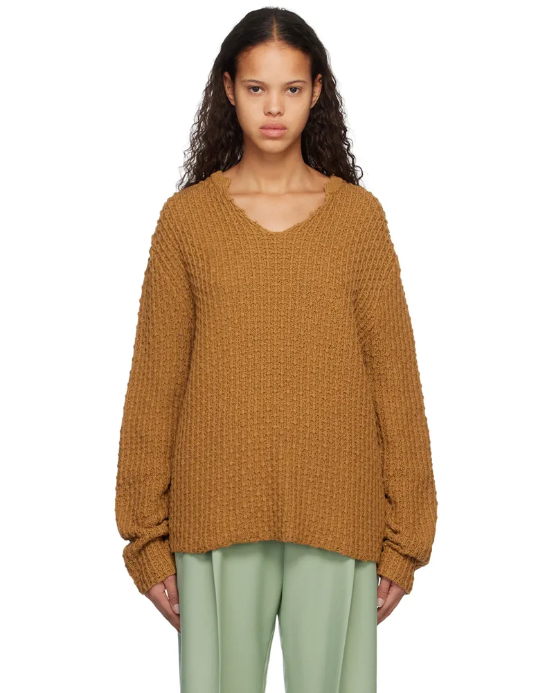 Stockholm (Surfboard) Club Brown V-Neck Sweater Cedar