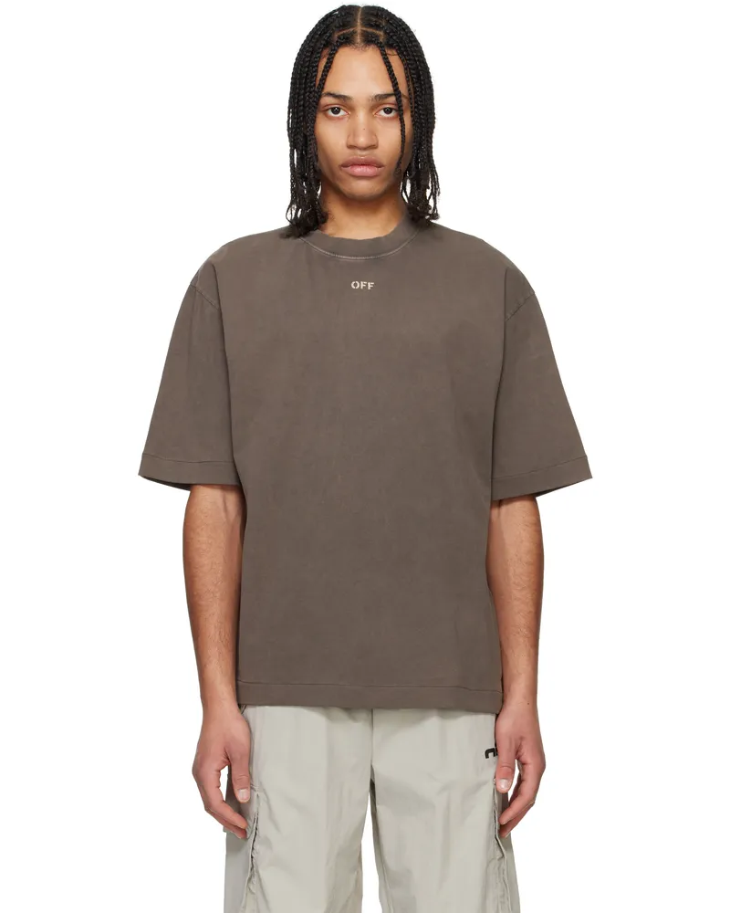 OFF-WHITE Brown Short Sleeve Martyrdom Arrow Skate T-shirt Vintage