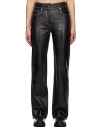 STAND Black Sandy Leather Pants Black