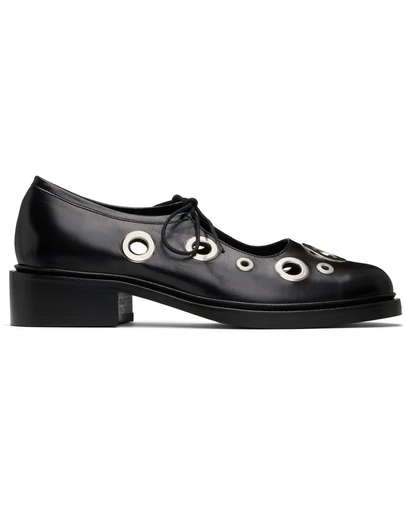 NICOLE SALDAÑA Black Fabiana Eyelet Loafers Black