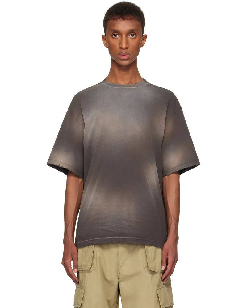 WE 11 DONE Gray Standard Logo Washed T-shirt Charcoal
