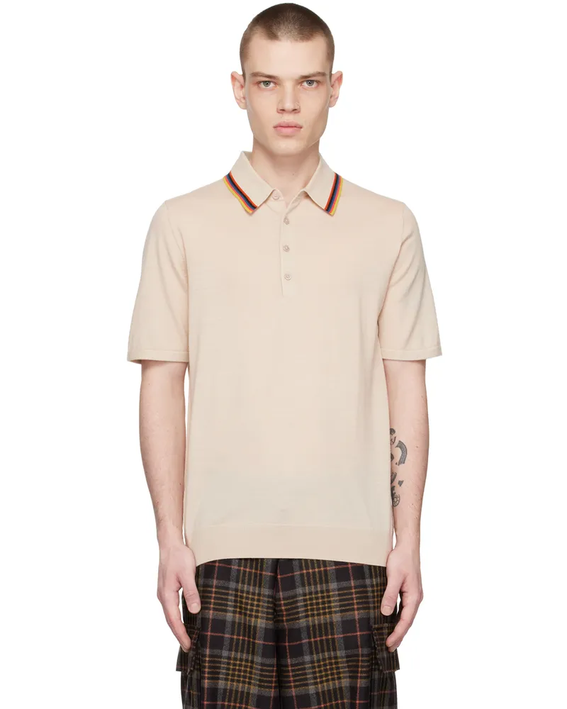 Paul Smith Beige Striped Polo Brown