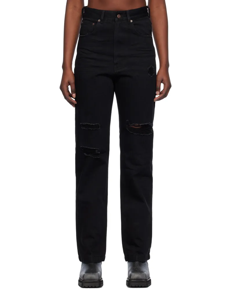 WE 11 DONE Black Distressed Jeans Black
