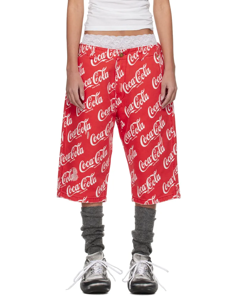 ERL Red Printed Shorts Coca