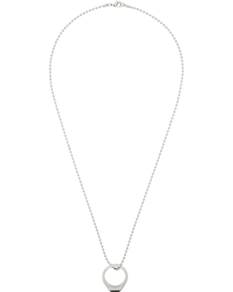 Dsquared2 Silver D2 Hedonism Punk Ring Necklace Nero