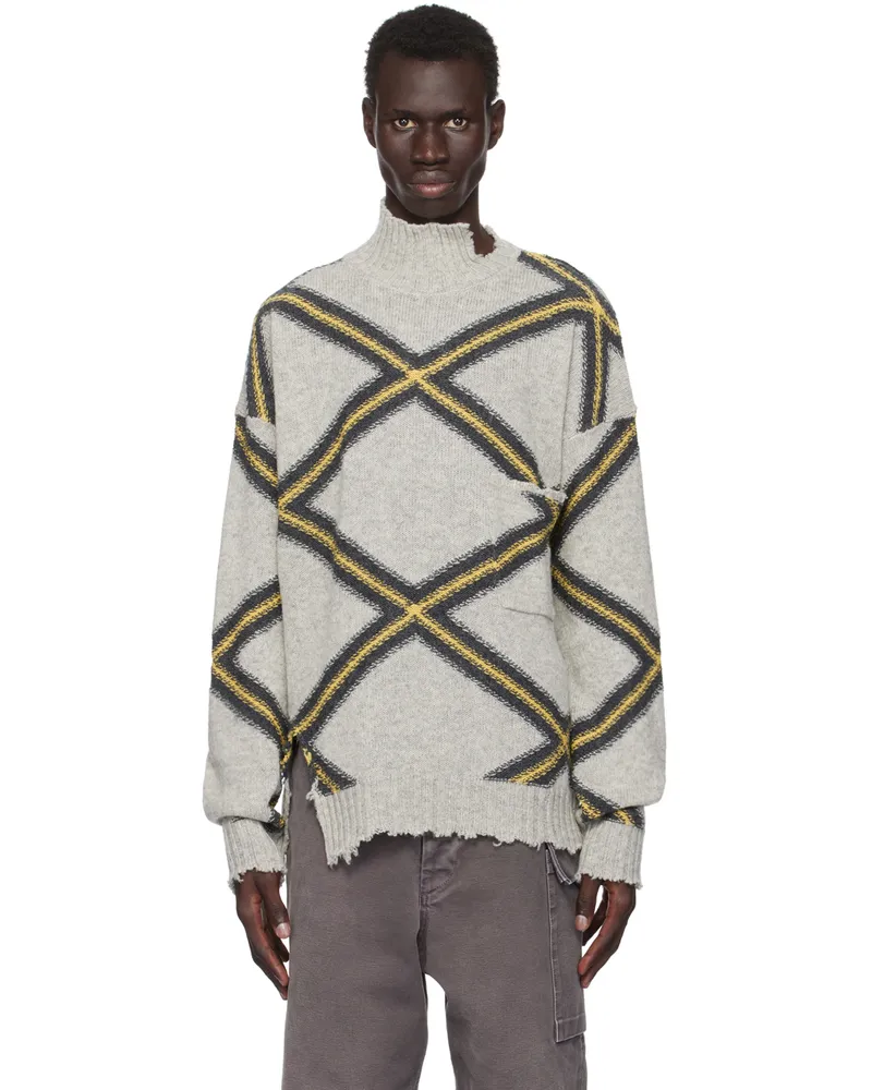 Marni Gray Broken Wool Sweater Arn15