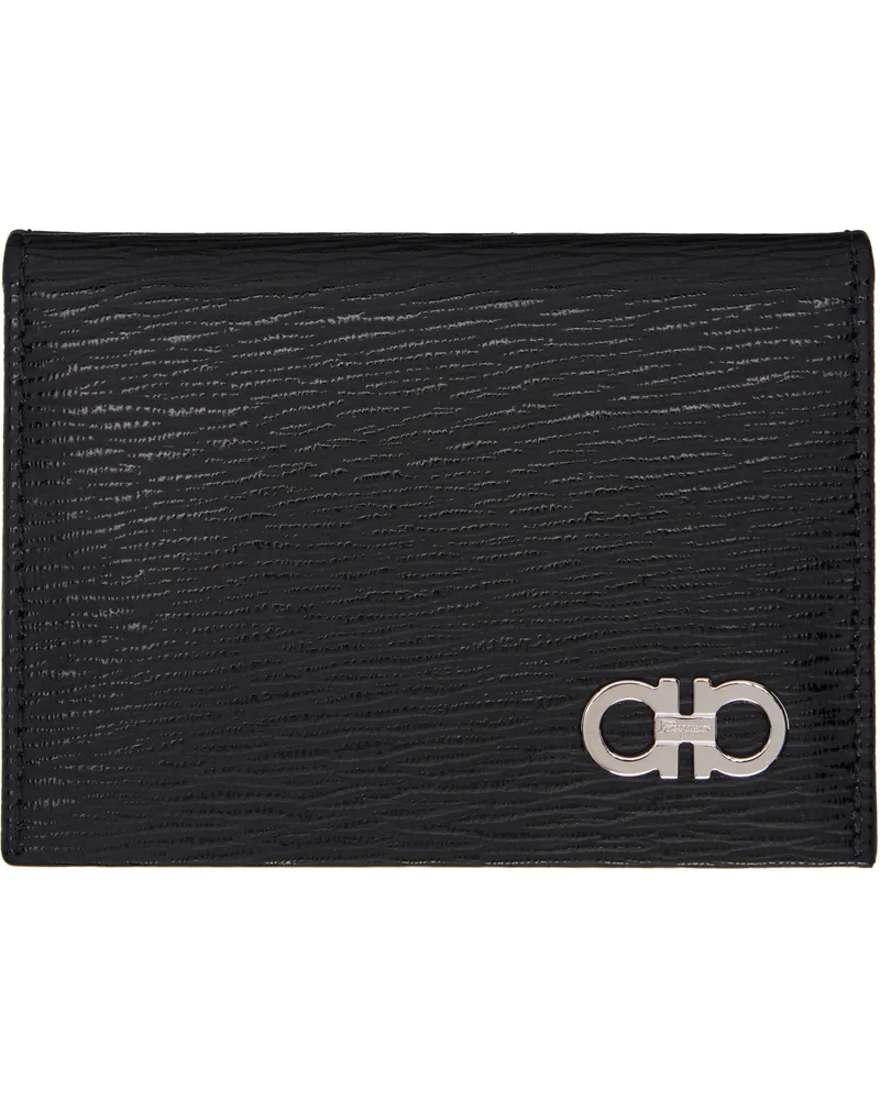Ferragamo Black Gancini Credit Card Holder Nero