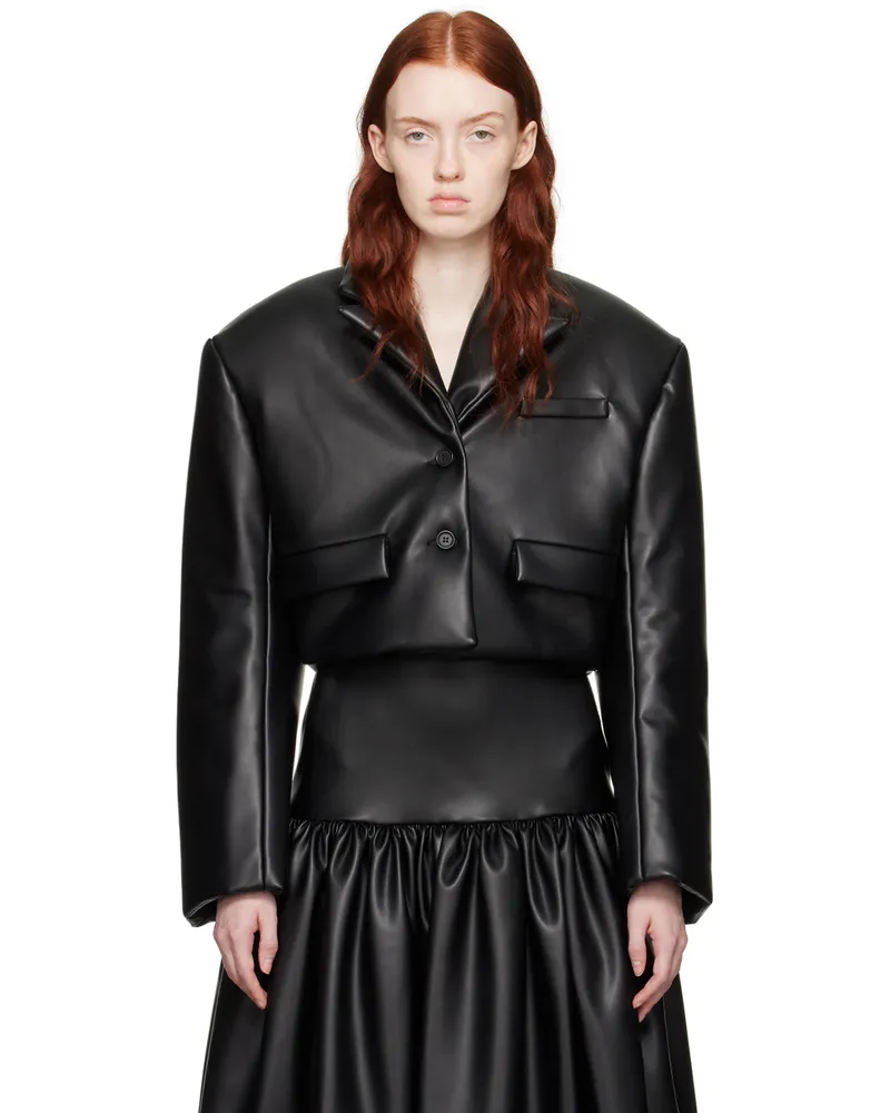 YUME YUME Black Cropped Arthur Faux-Leather Jacket Black