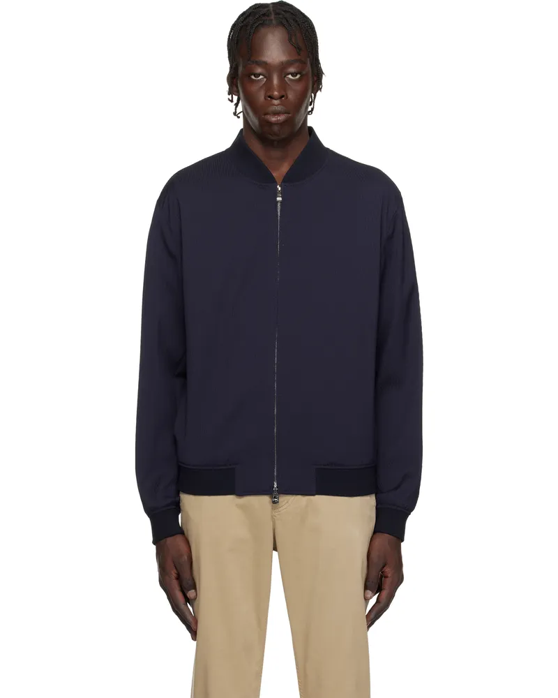 HUGO BOSS Navy Twill Bomber Jacket 404-dark