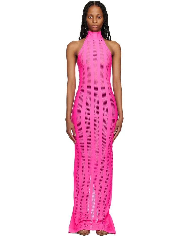 FAL-ASH Pink Lasercut Maxi Dress Magenta