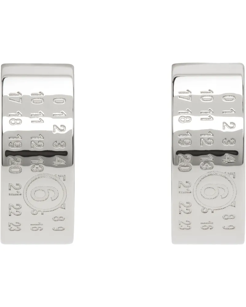 Maison Margiela Silver Numeric Minimal Signature Hoop Earrings 951