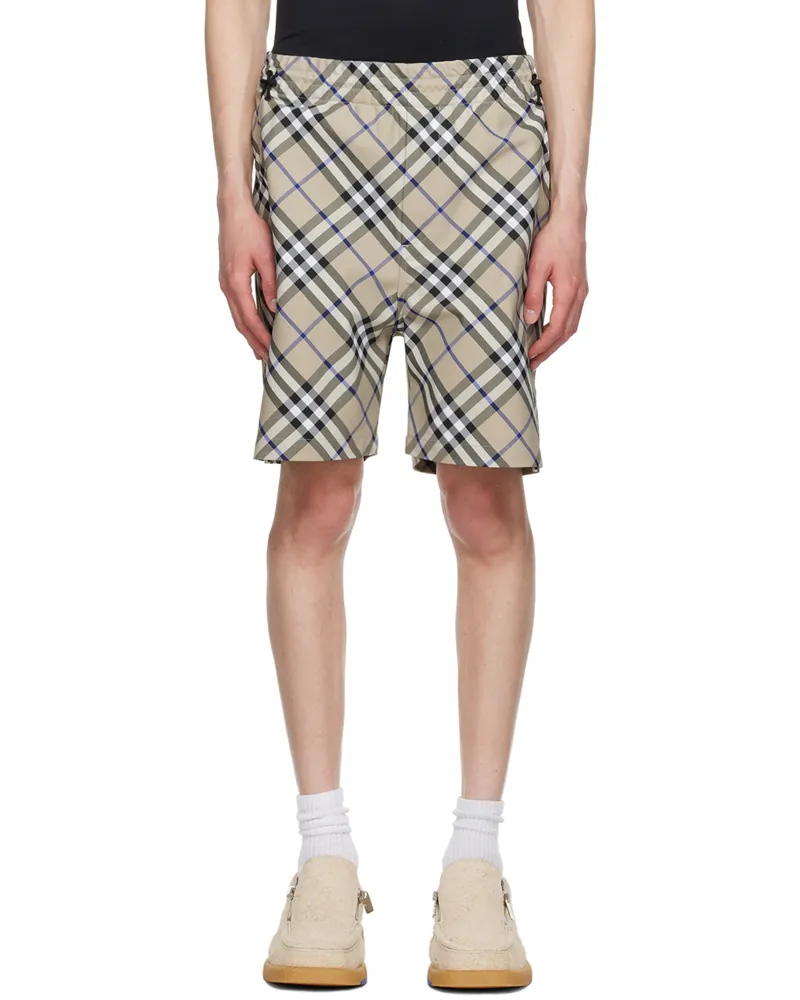 Burberry Beige Check Shorts Lichen