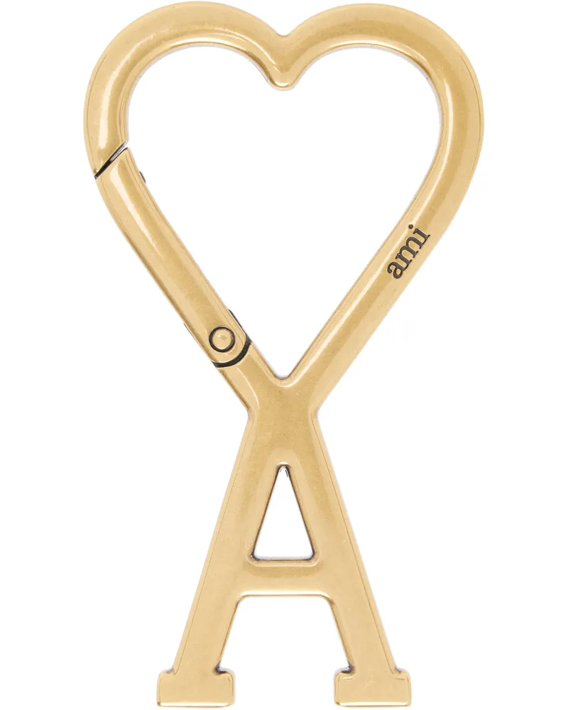 AMI Paris Gold Ami De Coeur Hook Keychain Vibrated