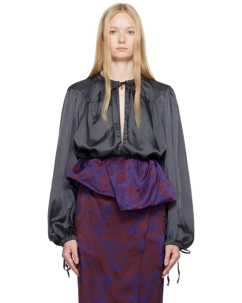 Dries van Noten Gray Drawstring Blouse 506