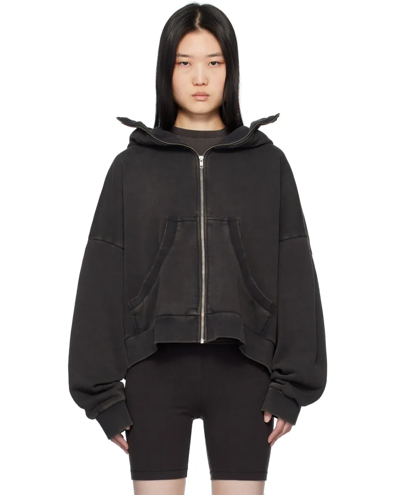 Entire Studios Black Full Zip Hoodie Washed