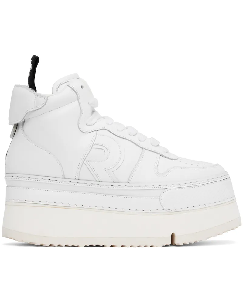 R13 White Leather Riot High Top Sneakers White