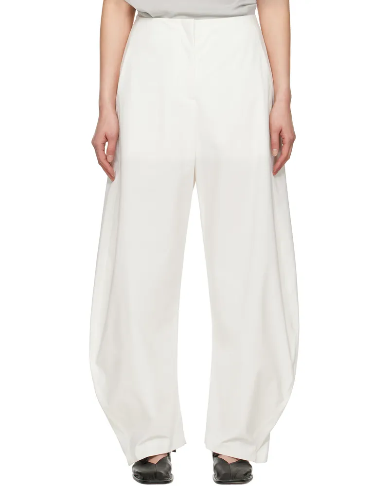 AMOMENTO White Curved Silhouette Trousers White