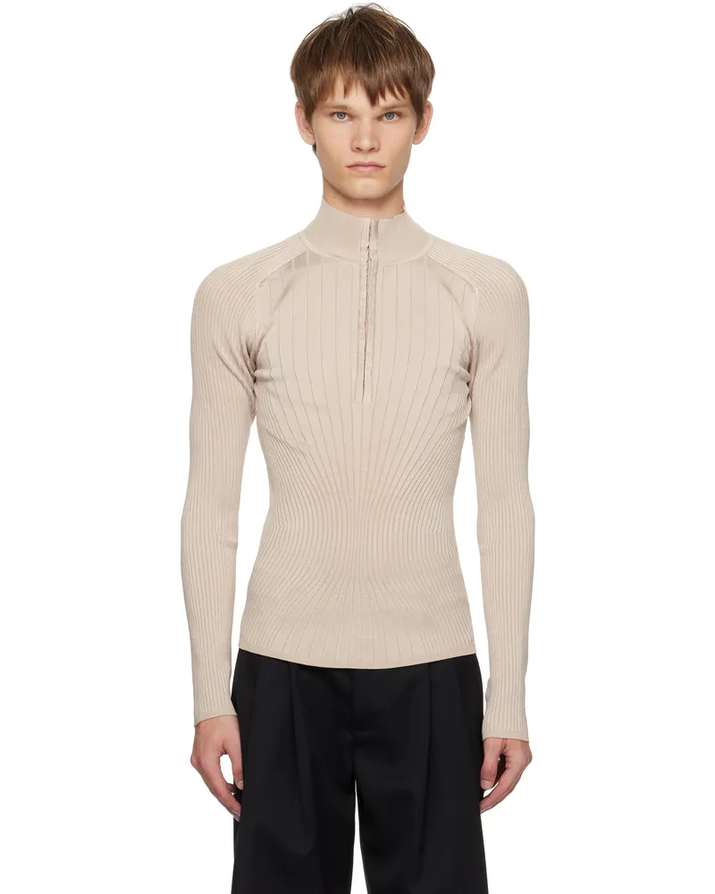Thierry Mugler Gray Hook-And-Eye Ribbed Top Cement
