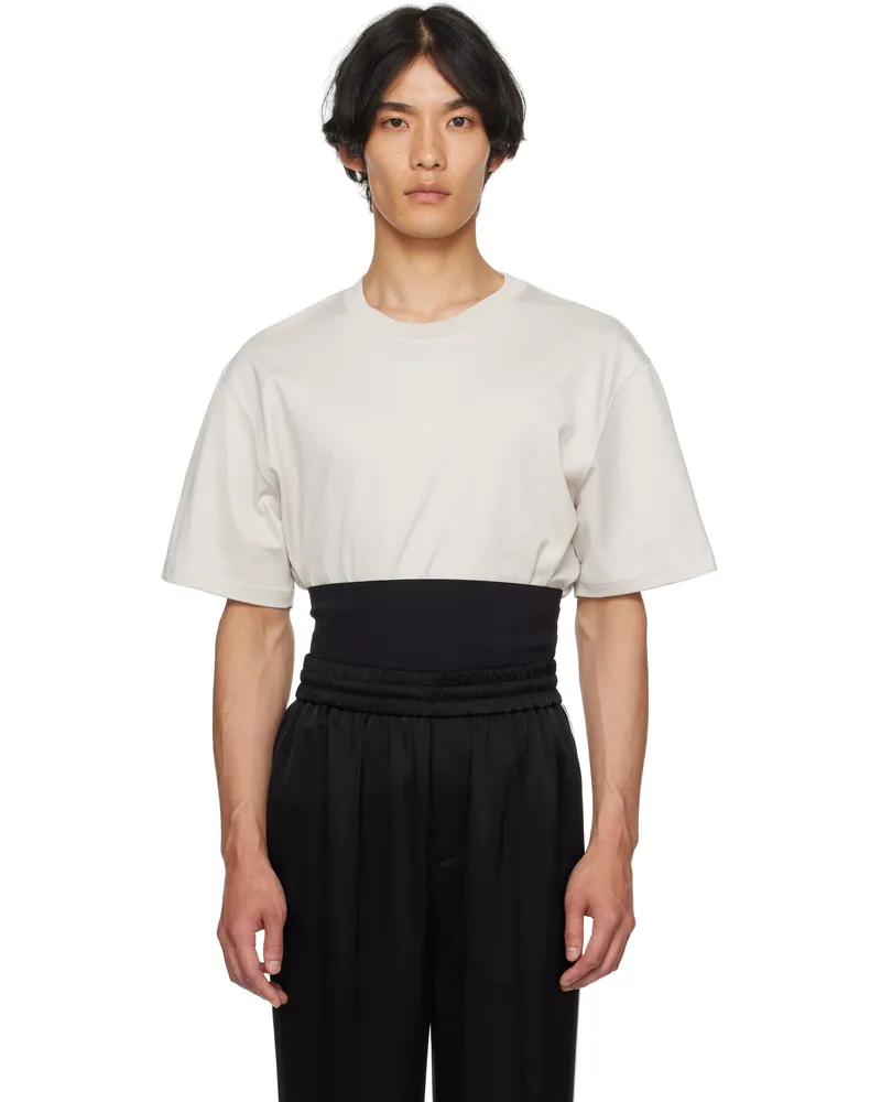 Thierry Mugler Taupe & Black Boxy Corset T-shirt Cement