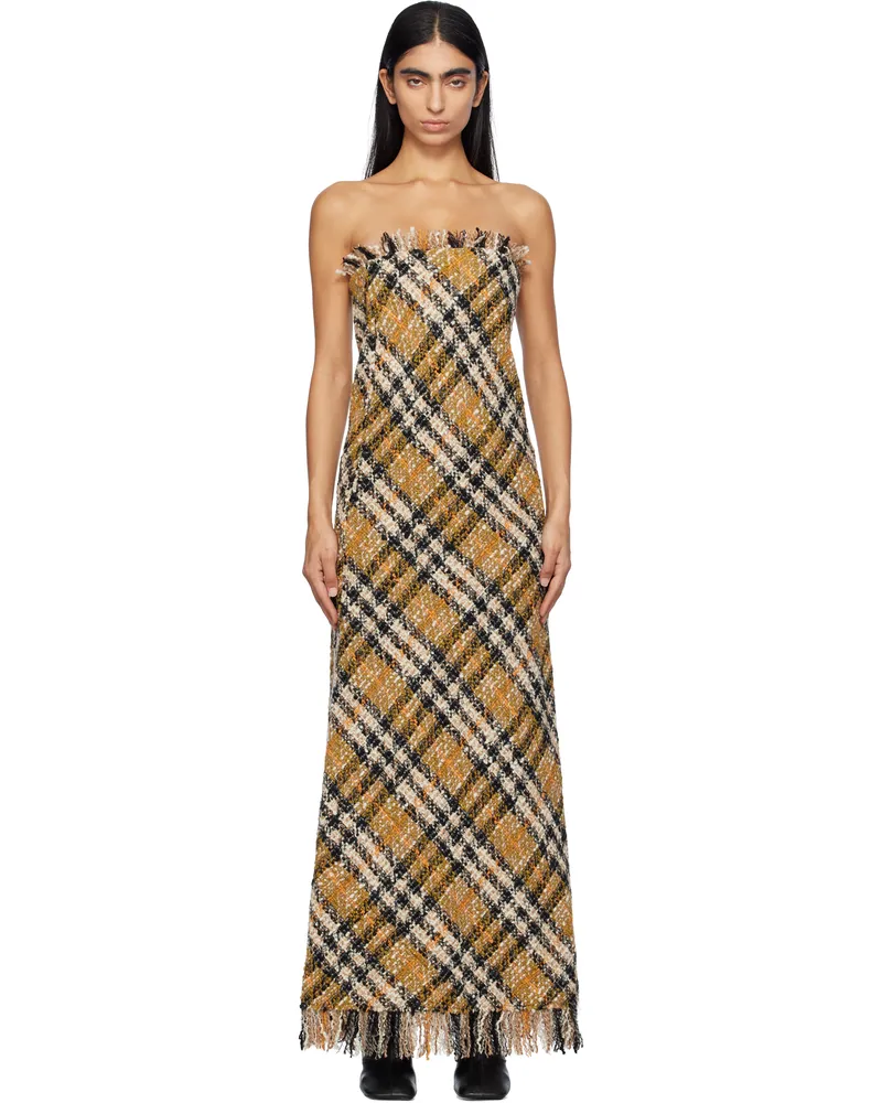 Burberry Beige Check Wool Maxi Dress Pasture