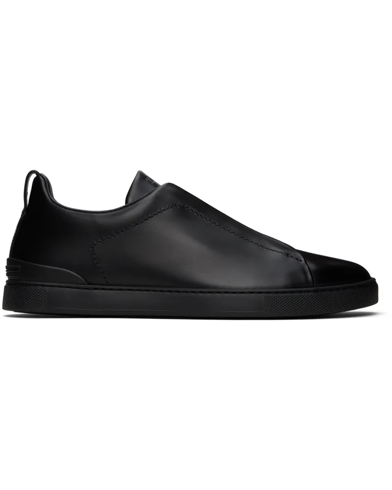 Ermenegildo Zegna Black Triple Stitch Sneakers Nee