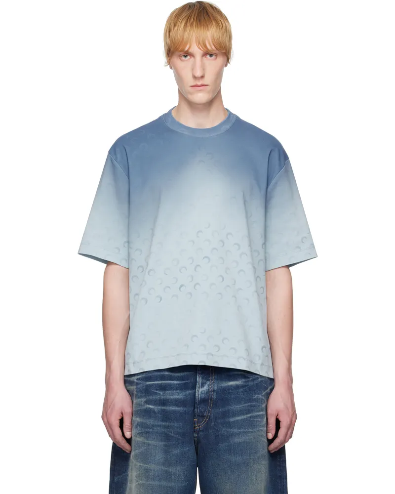 Marine Serre Blue Moon Faded Jersey Loose Fit T-shirt Bl05