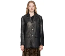 Black Paneled Faux-Leather Jacket