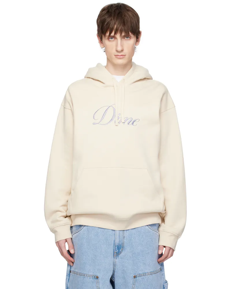 Dime Beige Cursive Logo Hoodie Fog