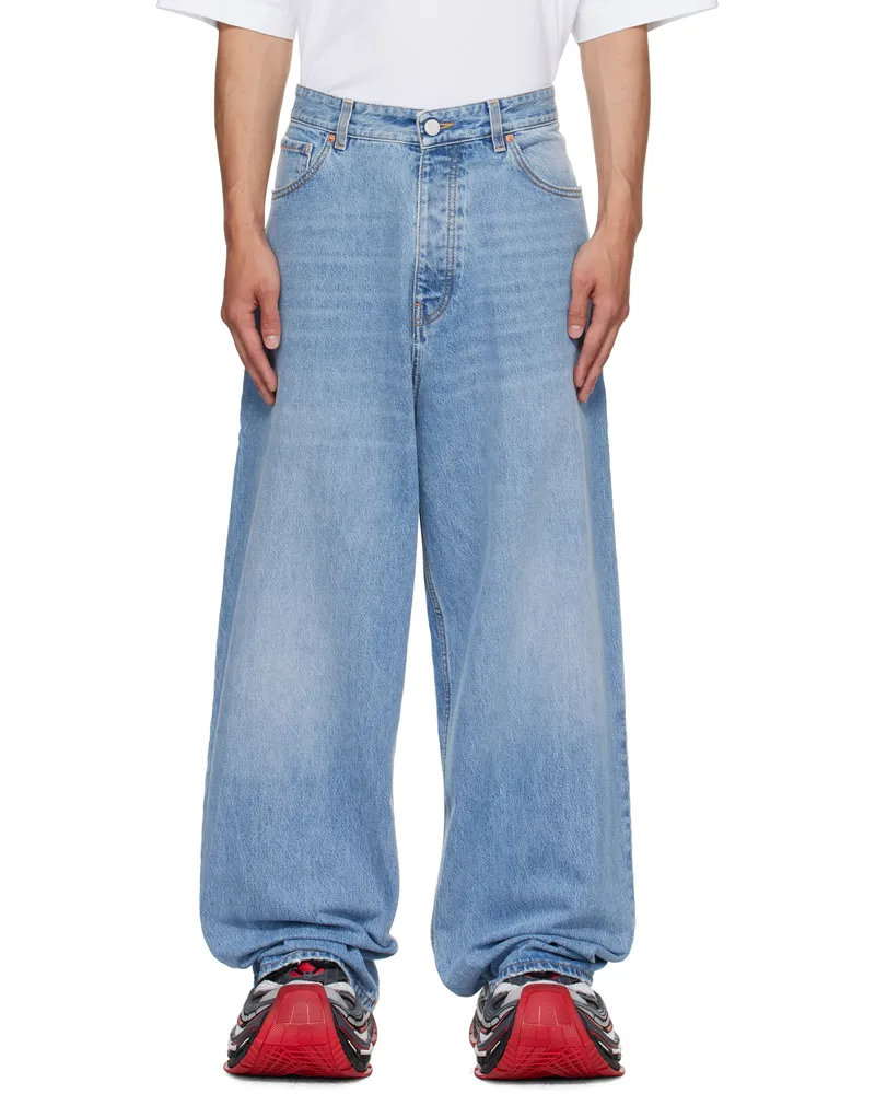 VETEMENTS Blue Painted Anarchy Reworked Jeans Anarchy