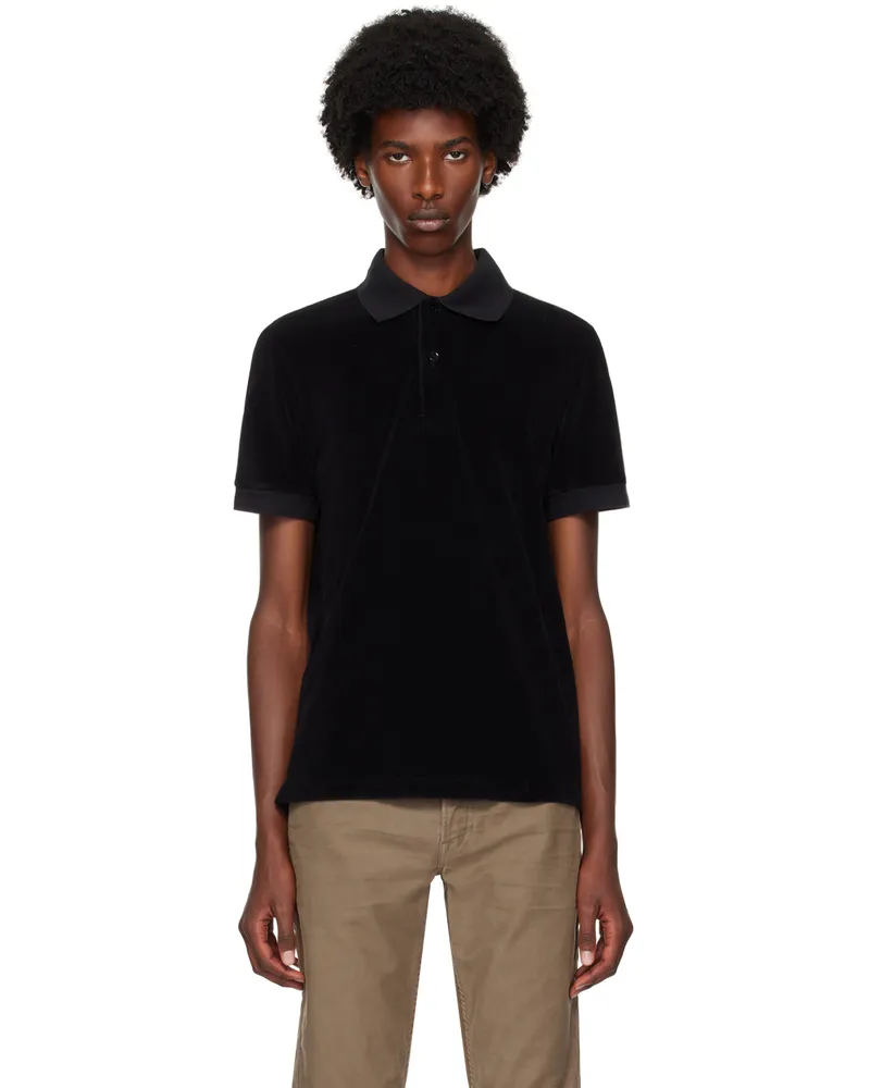 Tom Ford Black Towelling Polo Black