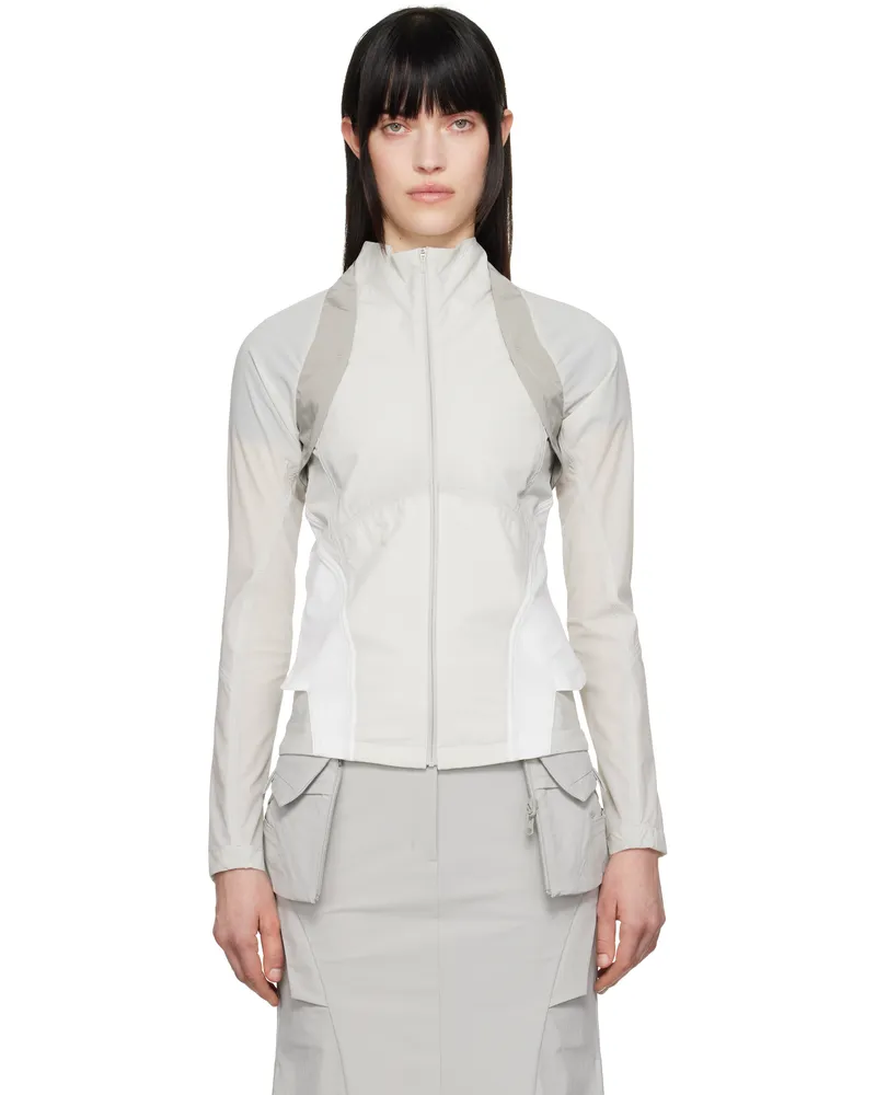 Hyein Seo Gray Paneled Windbreaker Jacket Fog