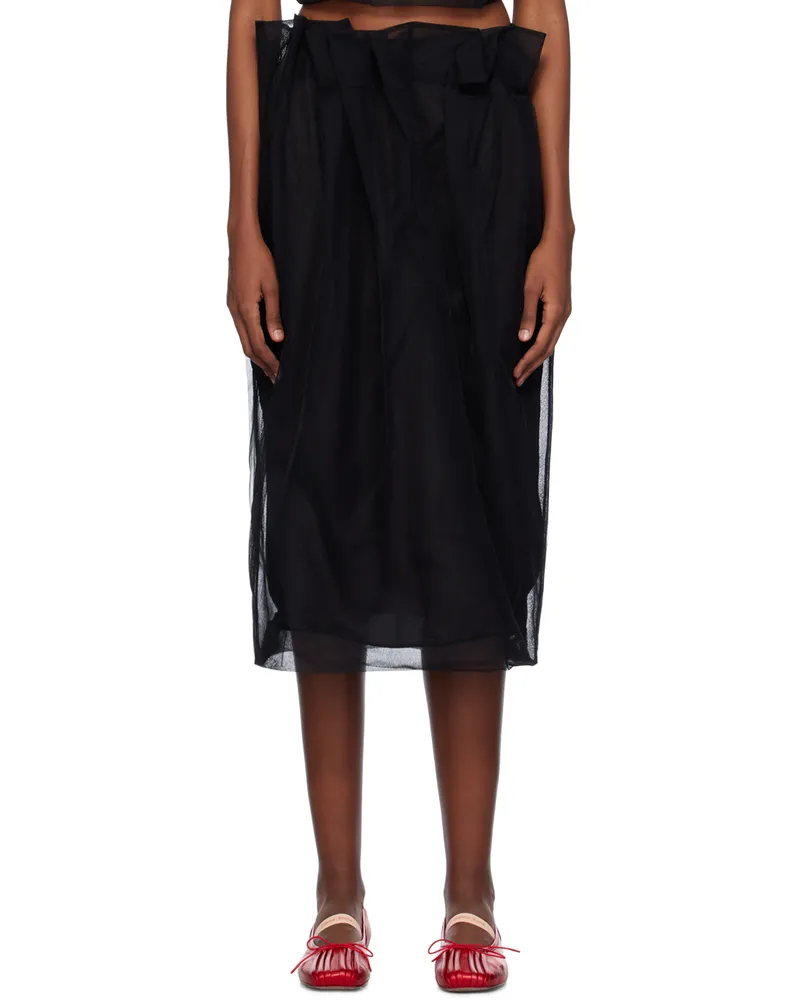 Simone Rocha Black Pleated Midi Skirt Black