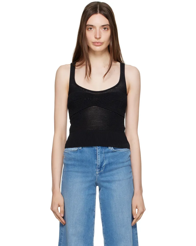 Frame Denim Black Scoop Neck Tank Top Noir