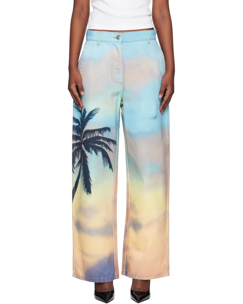 Palm Angels Multicolor Sunrise Palm Baggy Jeans Multicolor