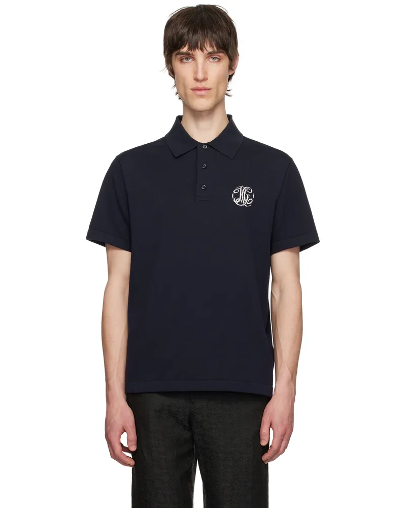 Givenchy Navy Knit 'HG' Jacquard Polo 401-dark