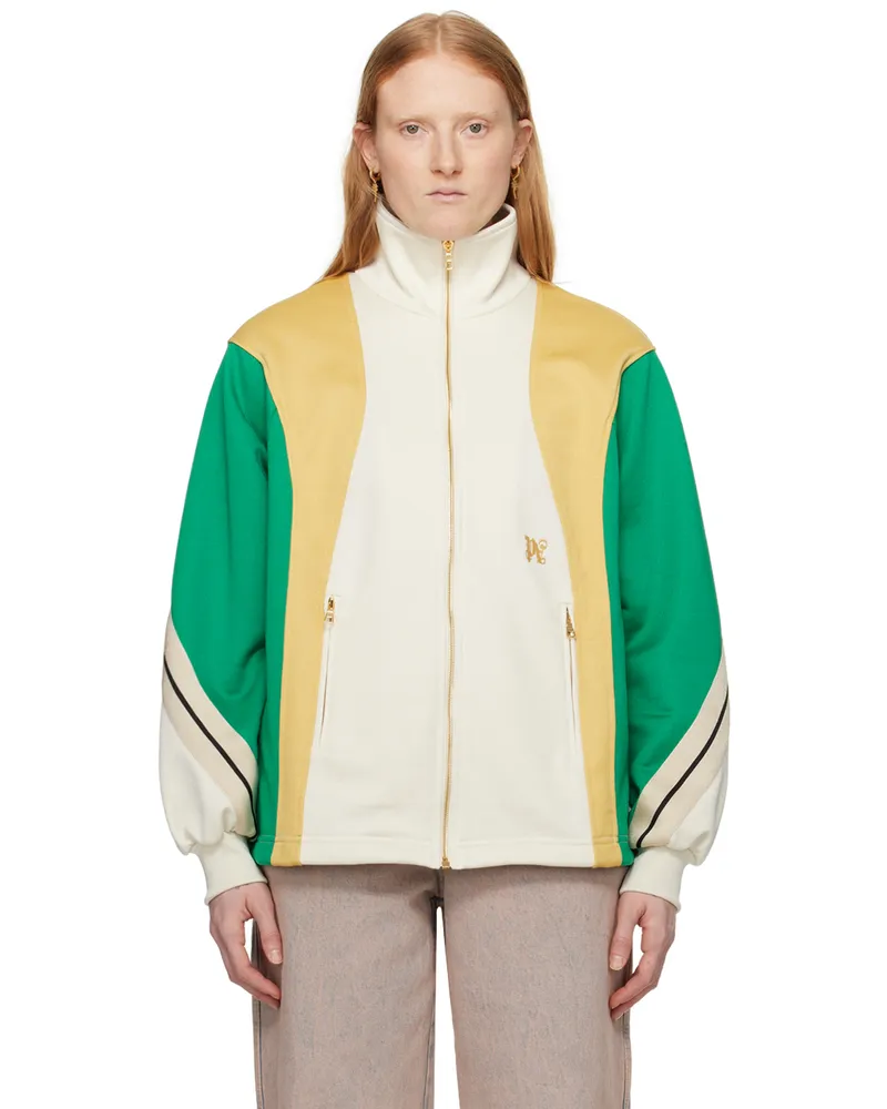 Palm Angels Off-White & Green Monogram Track Jacket White
