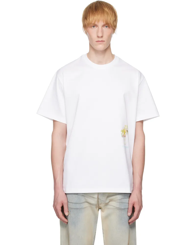 Wooyoungmi White Palm Tree Graphic T-shirt White716w