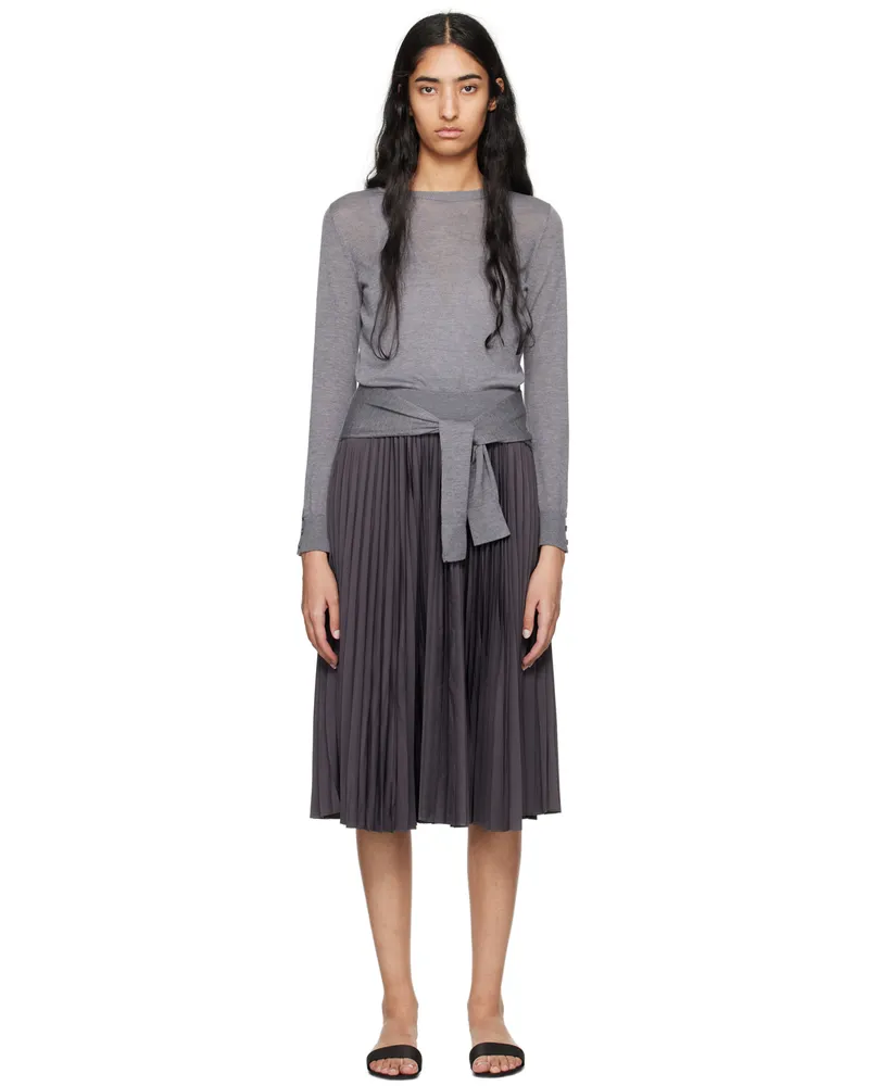 3.1 phillip lim Gray Combo Pleated Midi Dress Da047