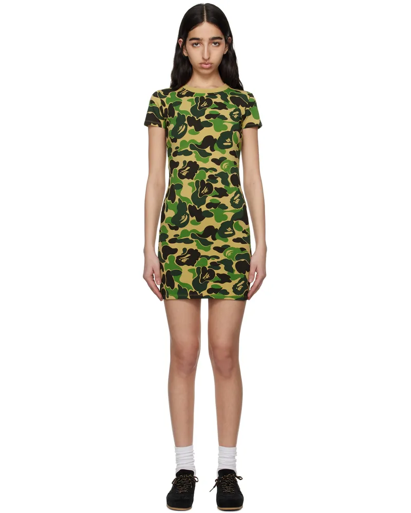 BAPE Khaki ABC Camo Jersey Minidress Green