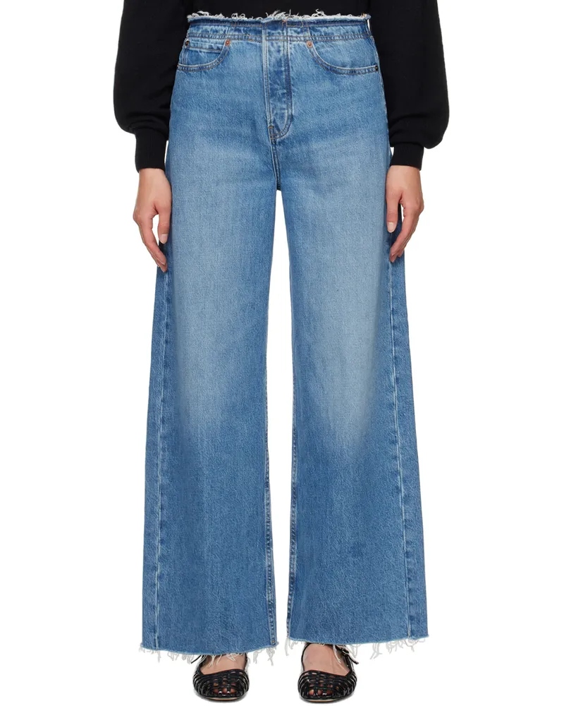 Frame Denim Blue 'Le Low Baggy Wide Leg' Jeans Crosbie